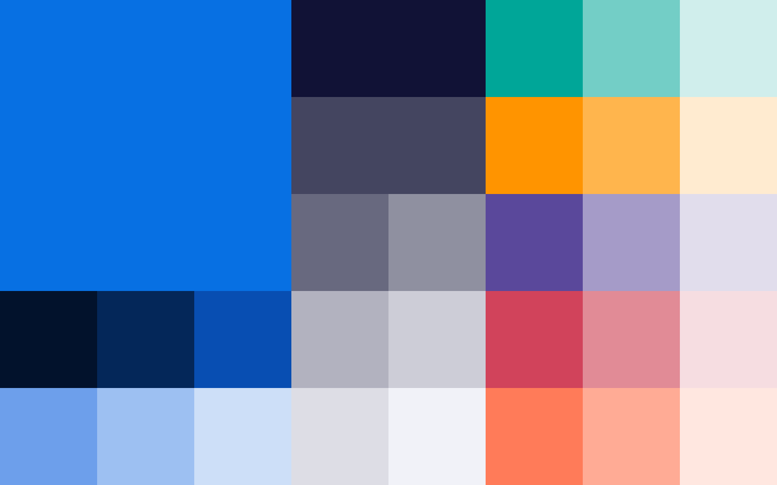 The Skyscanner colour palette. A big grid of really nice colours