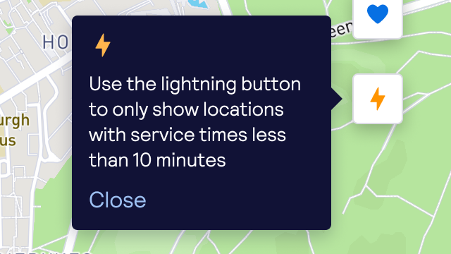 A cropped screen from an application with a lightning bolt button. A tooltip is explaining the meaning of the icon